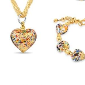 Murano Confetto Heart Pendant, Chain & Bracelet